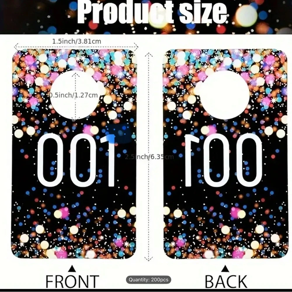 400pc Inventory Number Tags COAT ROOM TAGSPLASTIC MIRROR IMAGE n transparent box